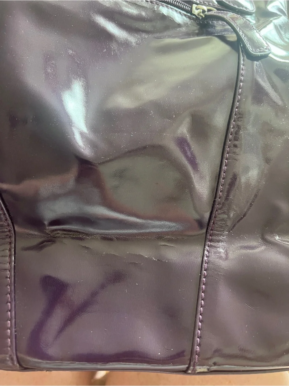 Purple Patent Tote Bag for Women EUC
